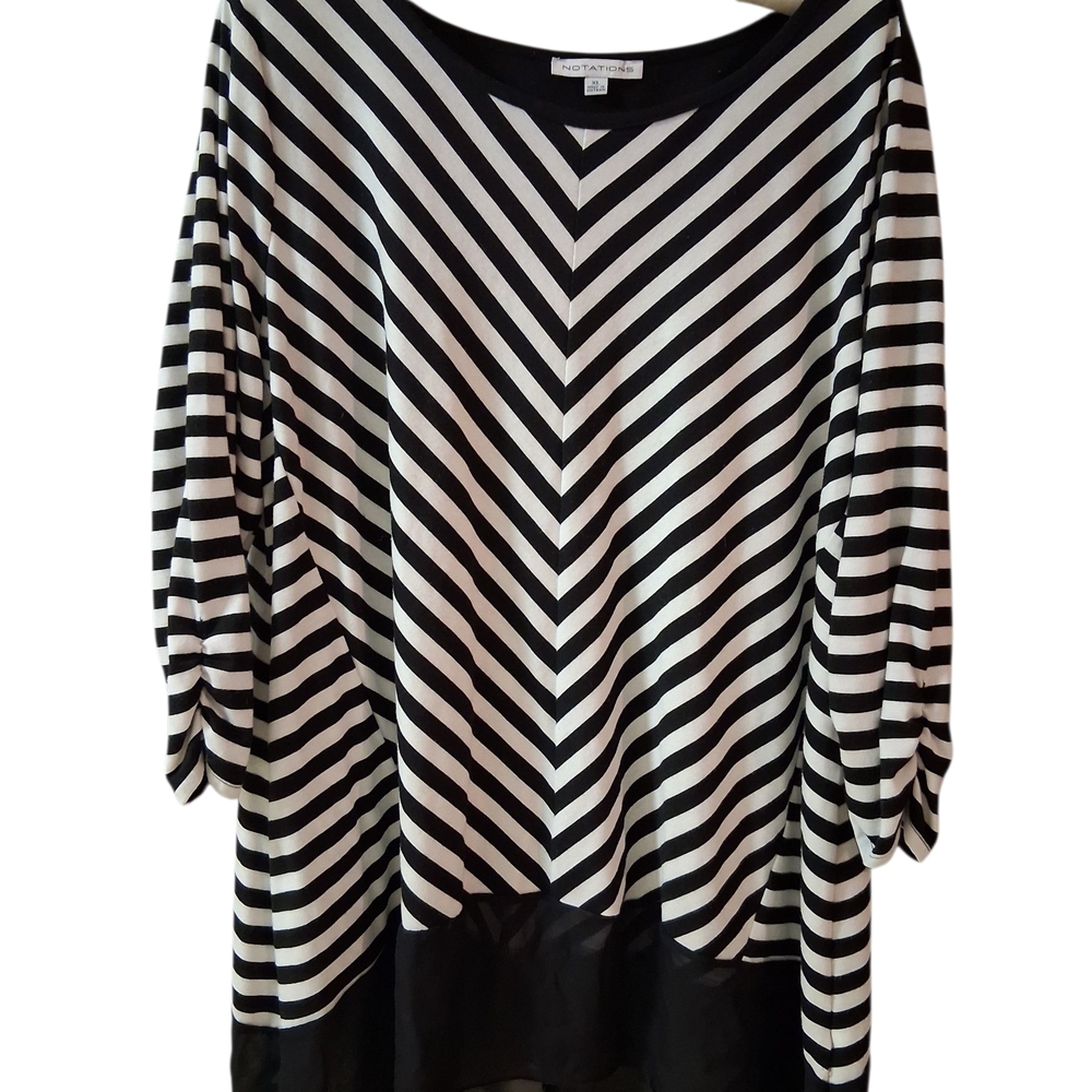 Notations Black and White Chevron Blouse